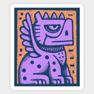 Mythical Griffin Folk Art Print Sticker